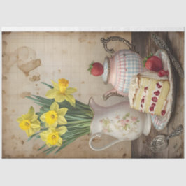 Morgontea med Daffodils Decoupage-papper
