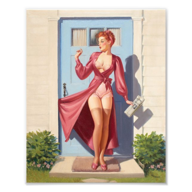 Morgontidning Pin-Up Flicka Fototryck (Framsidan)