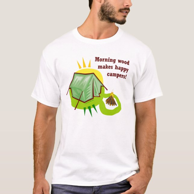 Morgonträ gör lyckliga campare t shirt (Framsida)