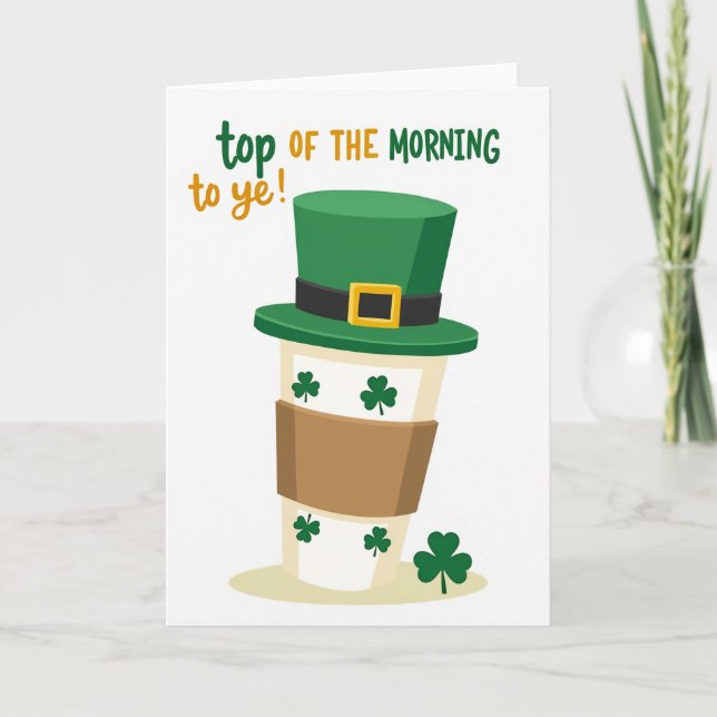 Morgonvälsignelse för Leprechaun Kaffe Korth Kort (Framsida)