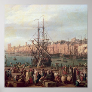 Morgonvy över Marseilles inre hamn Poster