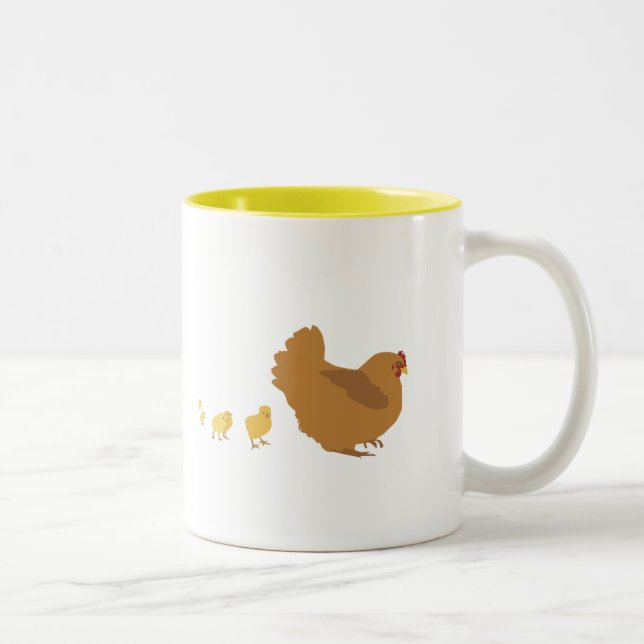 Morhöna och chickar Två-Tonad mugg (Höger)