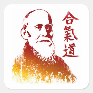 Morihei Ueshiba Fyrkantigt Klistermärke