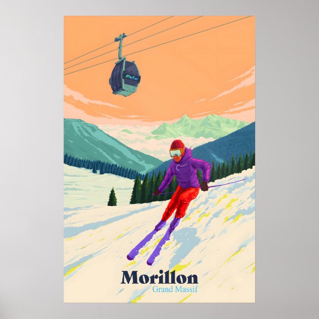 Morillon Skidort Reseskylt Poster (Framsidan)