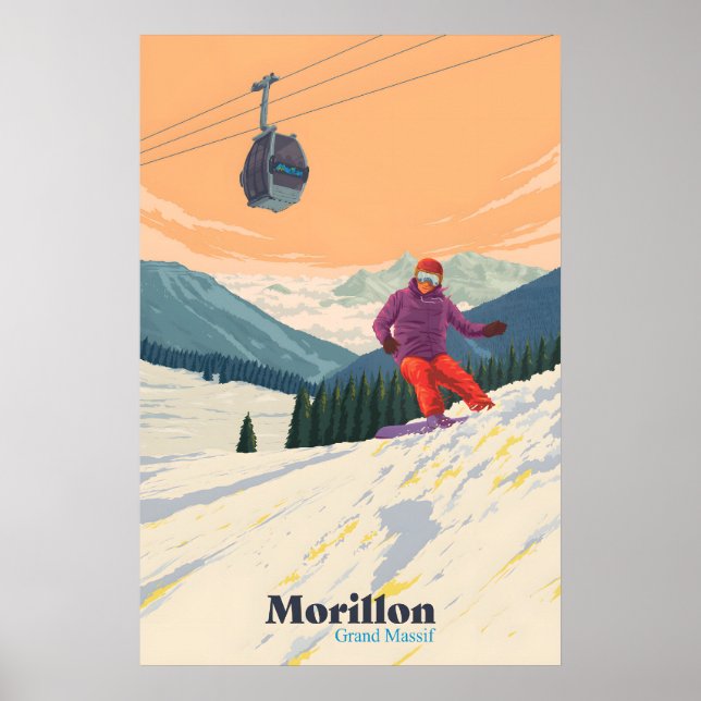 Morillon Snowboard Reseskylt Poster (Framsidan)