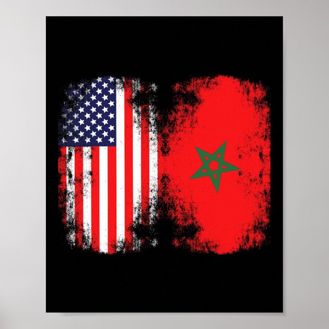 Morisk Amerikansk Marocko Flagga Marockansk Fotbol Poster (Framsidan)