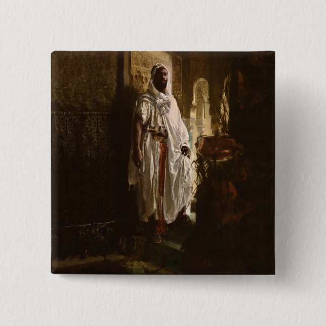 Morisk höuptman Afrikansk konst målning porträtt Knapp (Framsida)