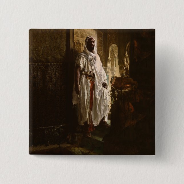 Morisk höuptman Afrikansk konst målning porträtt Knapp (Framsida)