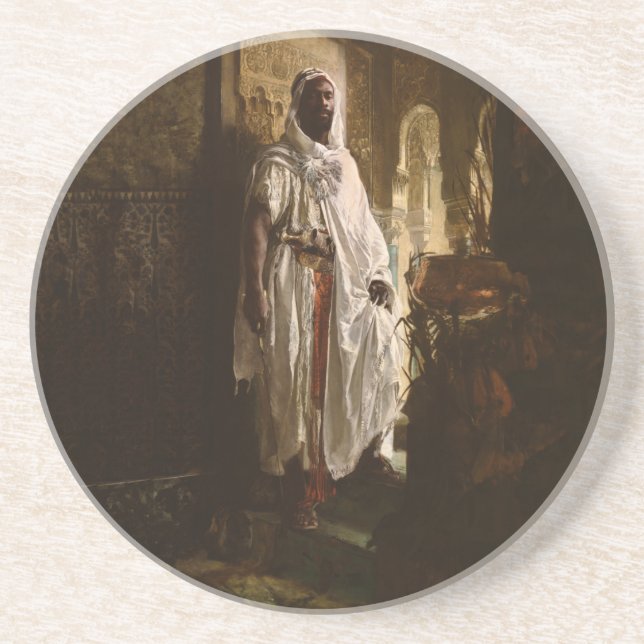 Morisk höuptman Afrikansk konst målning porträtt Underlägg Sandsten (Framsidan)