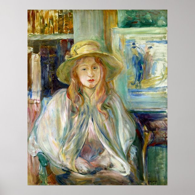 Morisot - flicka i en rå hatt 1892 poster (Framsidan)