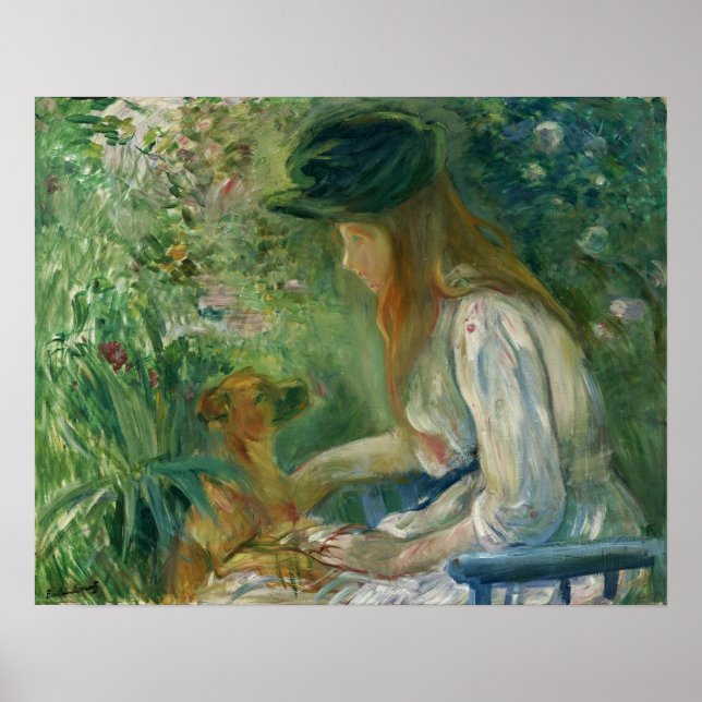 Morisot - flicka med Hund 1892 Poster (Framsidan)
