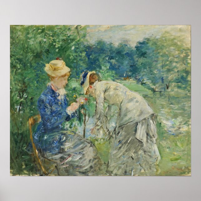 Morisot - Kvinna som plockar blommor 1879 Poster (Framsidan)