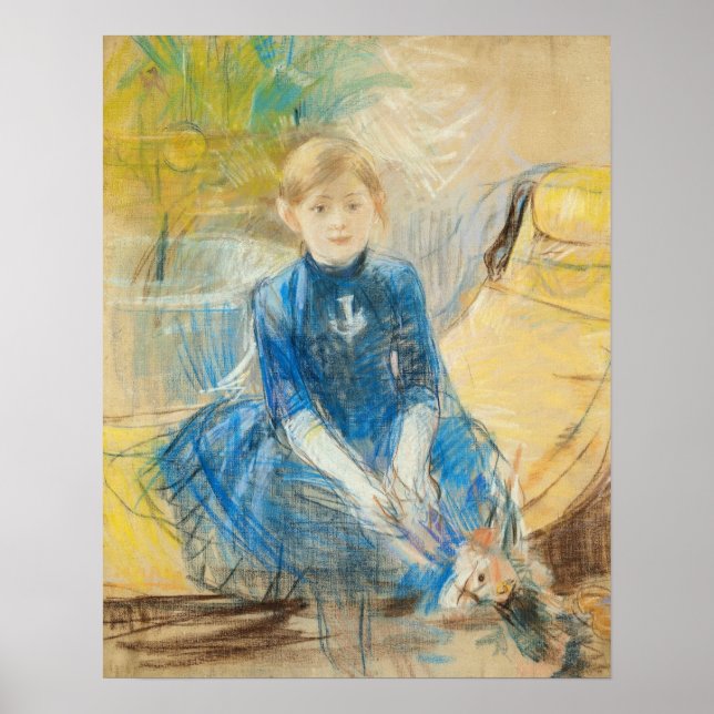 Morisot - Liten flicka i blå klänning 1886 Poster (Framsidan)