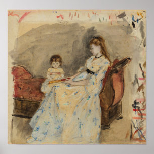 Morisot - Madame Pontillons dotter på en soffa Poster