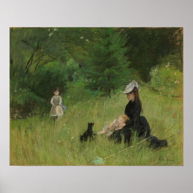 Morisot - på Gräsmatta 1874 Poster (Framsidan)