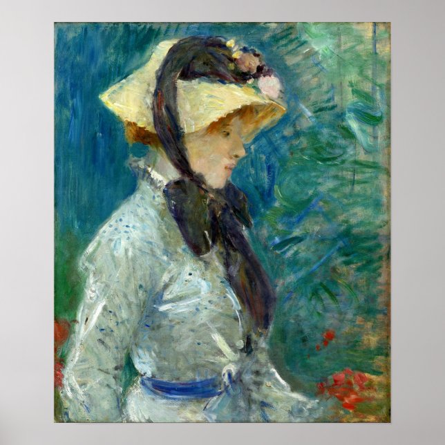 Morisot - Ung kvinna med halmhatt Poster (Framsidan)