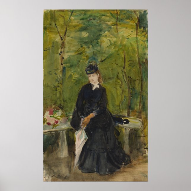 Morisot - Unga Dam som ligger på en bänk 1864 Poster (Framsidan)