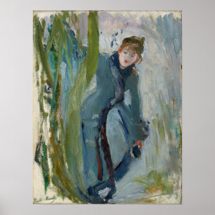 Morisot - Unga flicka som klipper tillbaka sitt sk Poster