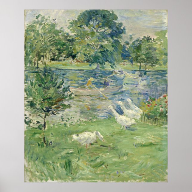 Morisots flicka i en Boat med Geese Poster (Framsidan)