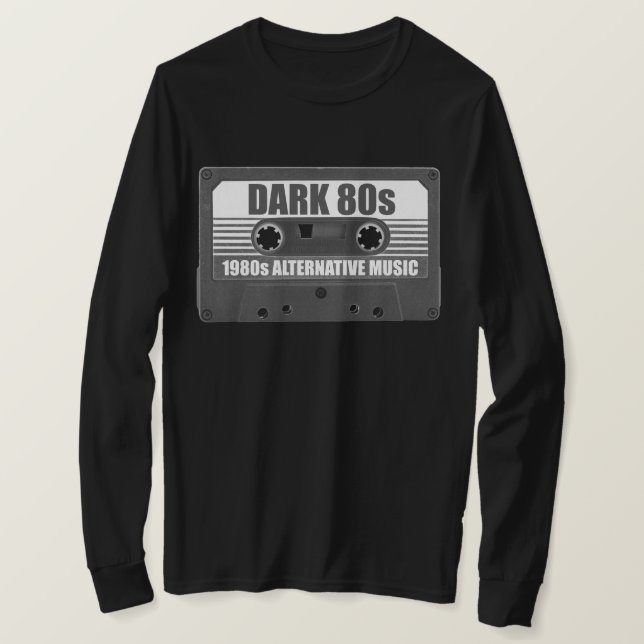Mörk 80-tals kassettband långärmad t-shirt (Design framsida)