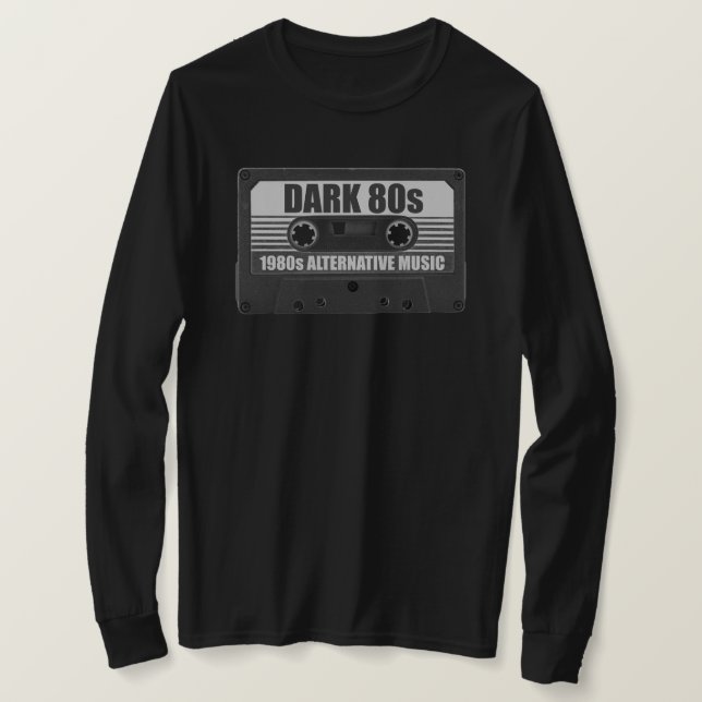 Mörk 80-tals kassettband långärmad t-shirt (Design framsida)
