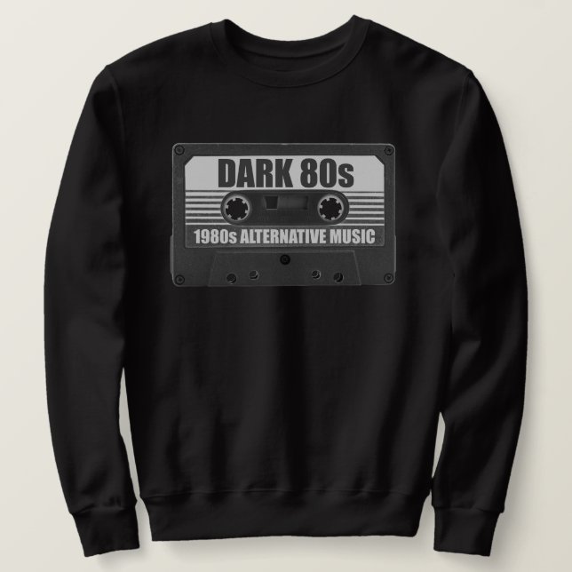 Mörk 80-tals kassettbandströja lång ärmad tröja (Design framsida)