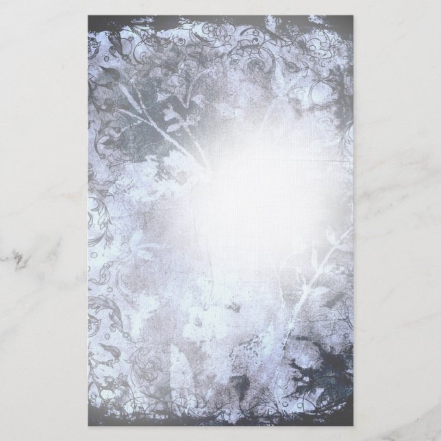 Mörk Abstrakt Grunge Blommigt Stationery Brevpapper (Framsida)