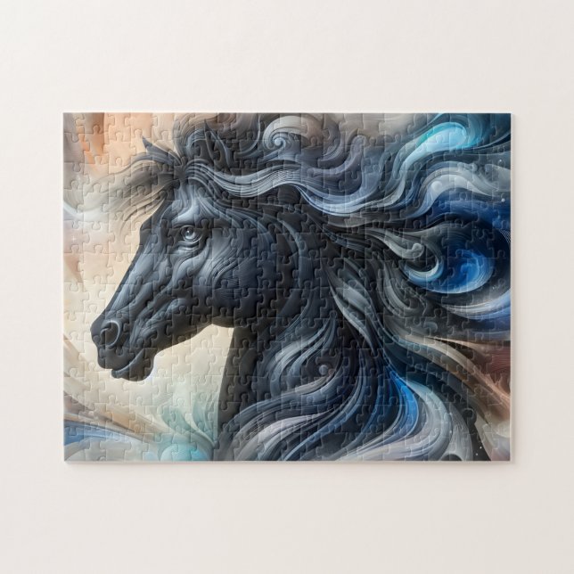 Mörk Abstrakt Hingst Pussel (Horisontell)