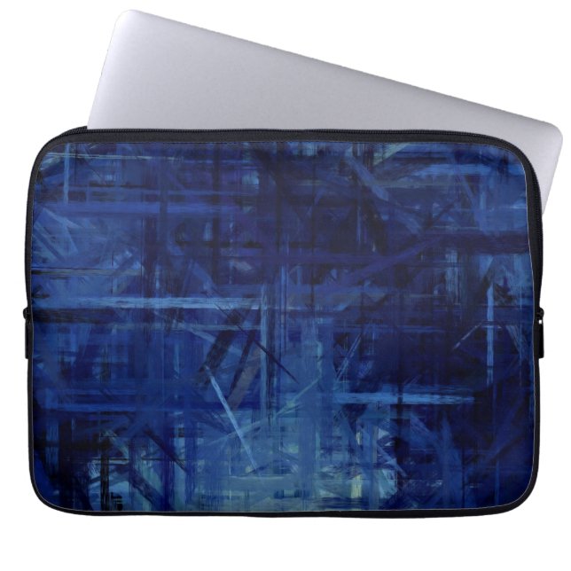 Mörk - abstrakt konst för blått som målar 2 laptop sleeve (Framsidan)
