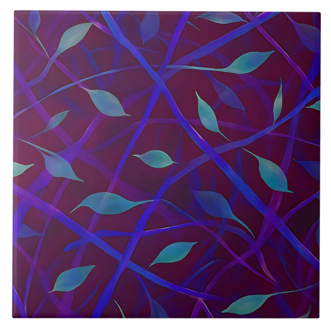Mörk Abstrakten Botaniskt burgundy Jewel Foliage Kakelplatta (Framsidan)
