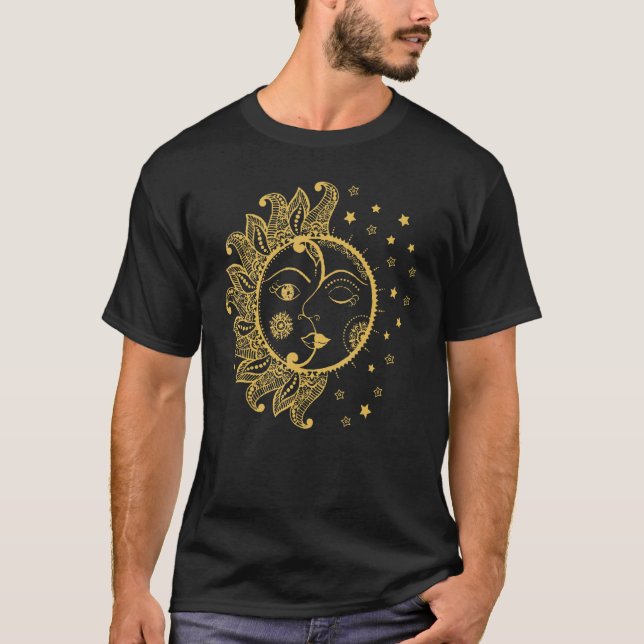 Mörk Academia Aesthetic Tarot Aesthetic Sol och Mo T Shirt (Framsida)