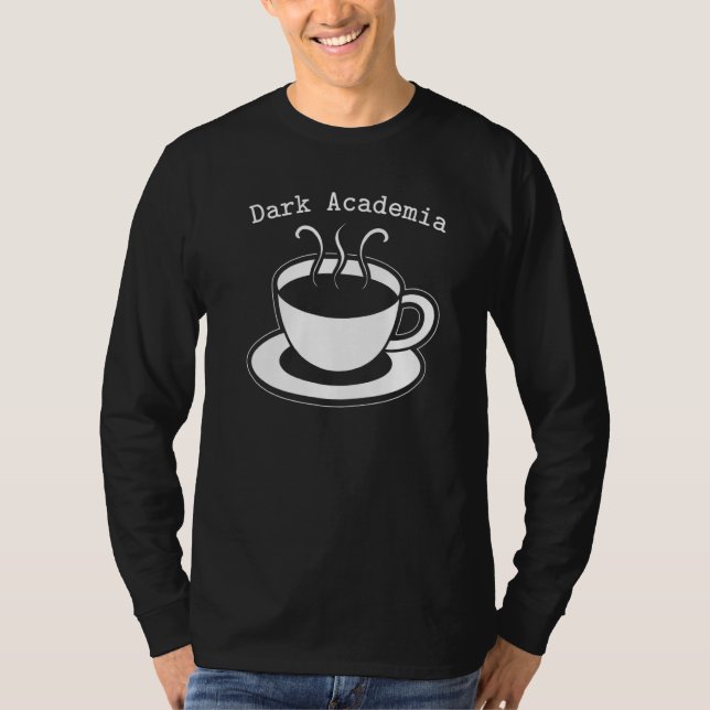 Mörk Academia Aesthetic Text Coffee Älskare Caffei T Shirt (Framsida)