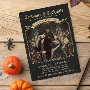 Mörk Academia Costumes & Cocktails Halloween fest Inbjudningar