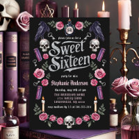 Mörk Academia Gothic Silver Blommigt Sweet 16
