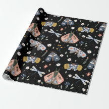 Mörk Academia Moth Blommigt in Black