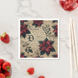 Mörk Academia Poinsettia Parchment Decoupage Pappersservett