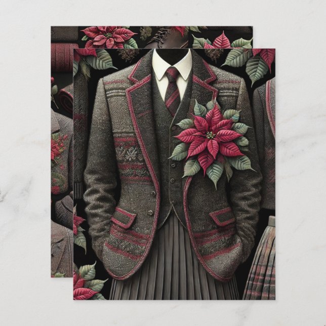 Mörk Academia Poinsettia Uniforms Scrapbook Papper (Fram/baksida)