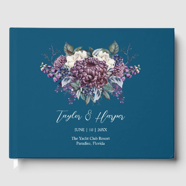 Mörk Aesthetic Goth Bröllop Bouquet Gästböcker (Framsida)