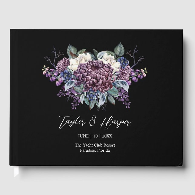Mörk Aesthetic Goth Bröllop Bouquet Gästböcker (Framsida)