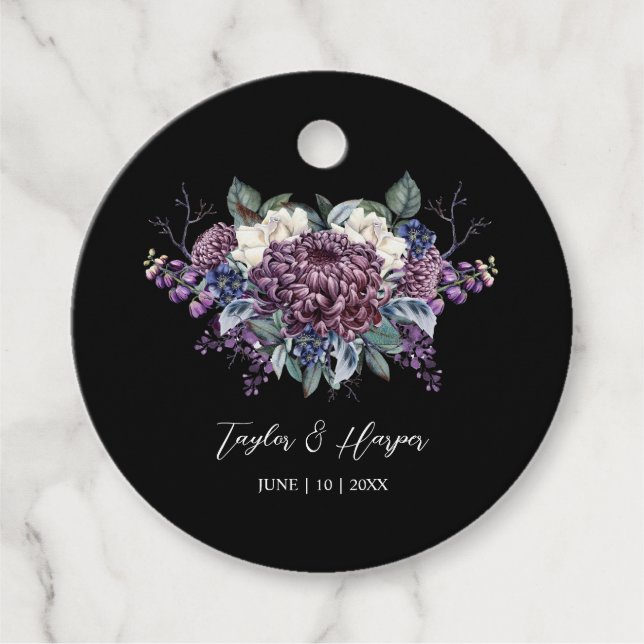 Mörk Aesthetic Goth Bröllop Bouquet Gåvor Etiketter (Framsida)