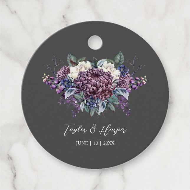 Mörk Aesthetic Goth Bröllop Bouquet Gåvor Etiketter (Framsida)