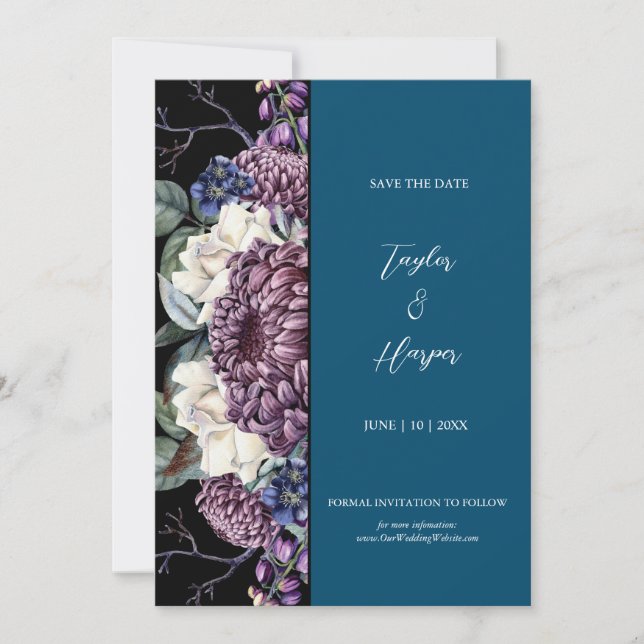 Mörk Aesthetic Goth Bröllop Bouquet Inbjudningar (Framsida)