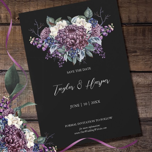 Mörk Aesthetic Goth Bröllop Bouquet Spara Datumet (Skapare uppladdad)