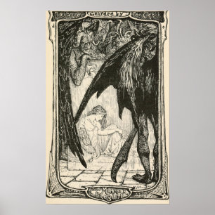 Mörk affisch för illustration för vintagesagabok