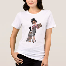 Mörk Akademi Bok Häxa med Katt T Shirt
