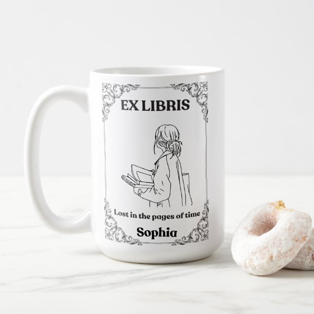 Mörk Akademi Ex Libris Personlig Läsjournal Kaffemugg (Med munk)