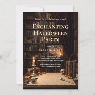 Mörk Akademi Förtrollande Halloweenfest Inbjudningar