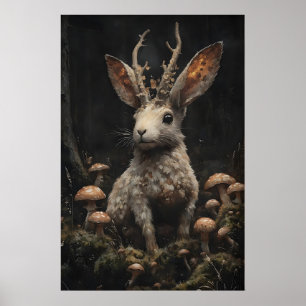 Mörk Akademi Jackalope Print, Dyster Skogskärna Poster