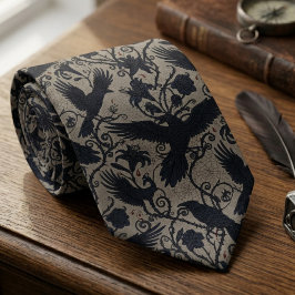 Mörk Akademi Korp Blommig Fågelälskare Present Slips