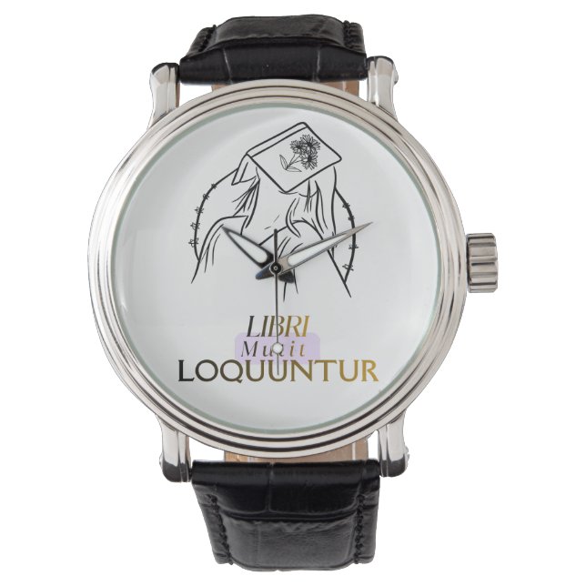 Mörk Akademi Latinsk Citat Linje Konst Armbandsur (Framsida)